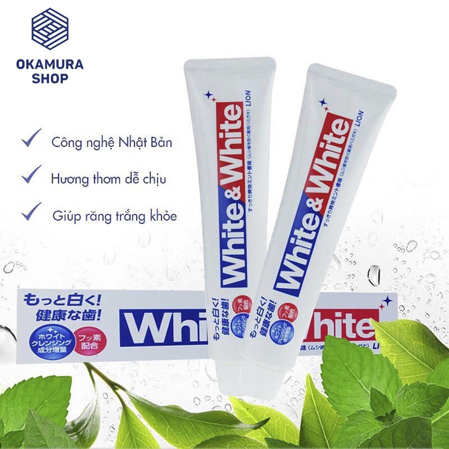 [Chính hãng Nhật] Kem đánh răng White &amp; White Lion nội địa Nhật Bản 150g