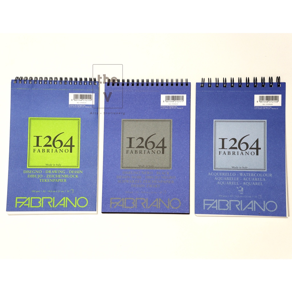 [the V] Sổ vẽ gáy lò xo Fabriano 1264 A5 - Sketchbook Drawing/ Watercolour/ Black Paper