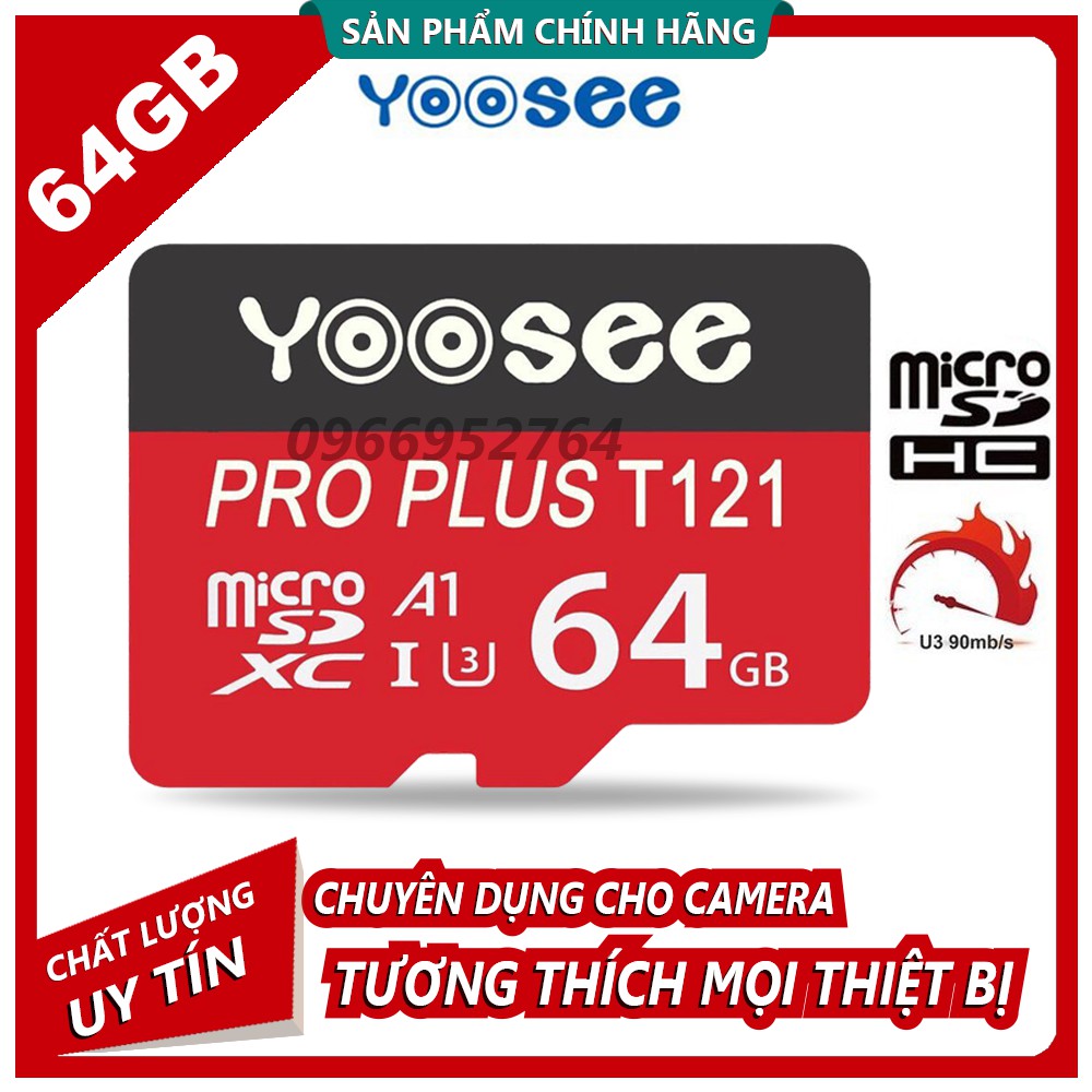 Thẻ Nhớ MicroSD Yoosee Pro Plus 64GB U3 4K - Thẻ Đỏ Cao Cấp | WebRaoVat - webraovat.net.vn