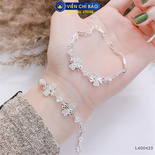 Lắc tay bạc nữ cỏ 4 lá may mắn chất liệu bạc 925 thời trang phụ kiện trang sức Viễn Chí Bảo L400423