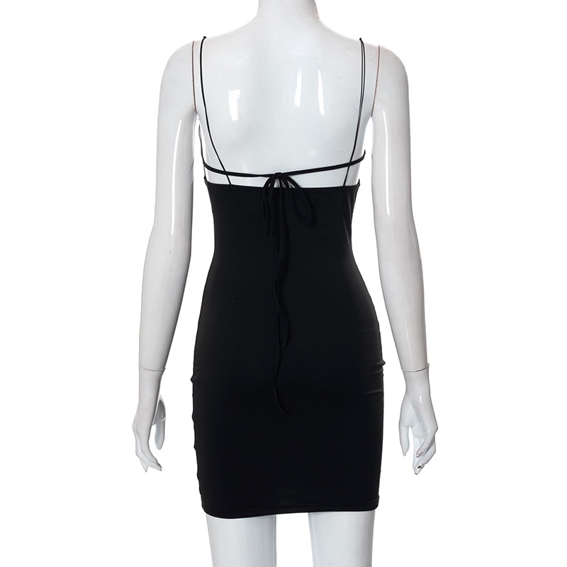 DUNEA Đầm hai dây L0318 ghép vải gợi cảm thời trang