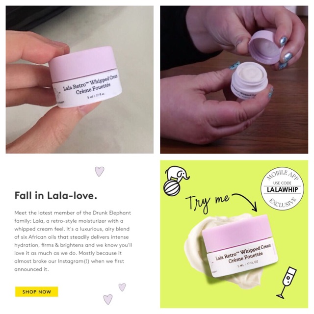 Kem dưỡng ẩm Drunk Elephant - Lala Retro Whipped Moisturizer (5ml)