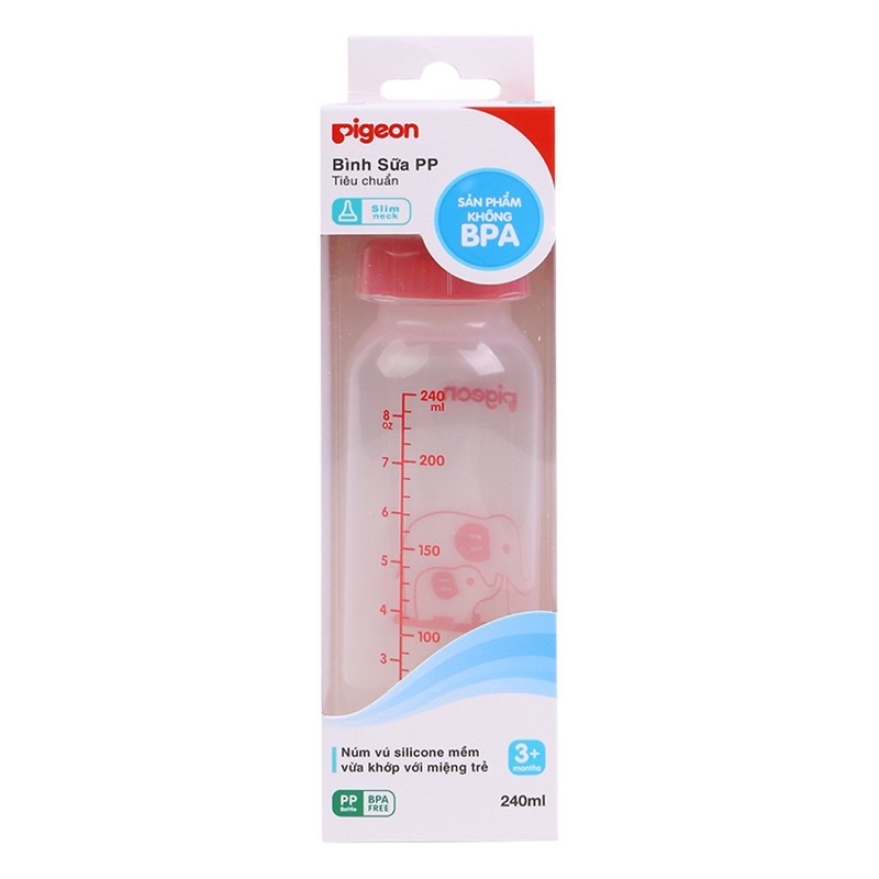 Bình sữa Pigeon PP tiêu chuẩn hình vịt 120ml/hình voi 240 ml (BPA Free)