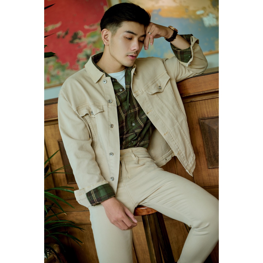Áo Khoác Jean Americus Gosani AG17 Phong Cách Màu Beige