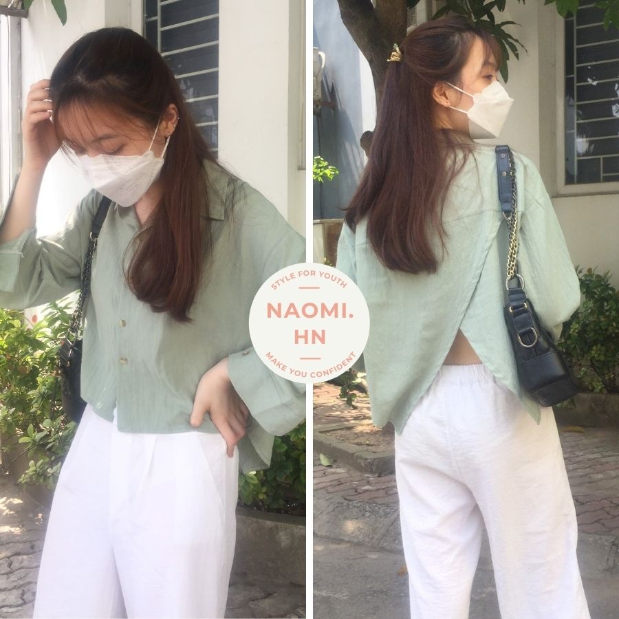 Áo sơ mi nữ xẻ tà sau lưng độc lạ dài tay cổ đức . Áo kiểu nữ xẻ tà sau lưng gợi cảm chất đẹp 3 màu xanh trắng hothit | BigBuy360 - bigbuy360.vn