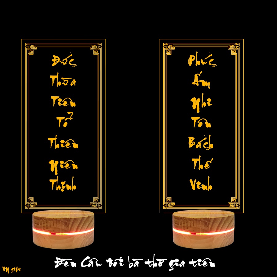Cặp đèn câu đối, đèn thờ gia tiên, thiết kế theo yêu cầu , điều khiển từ xa,