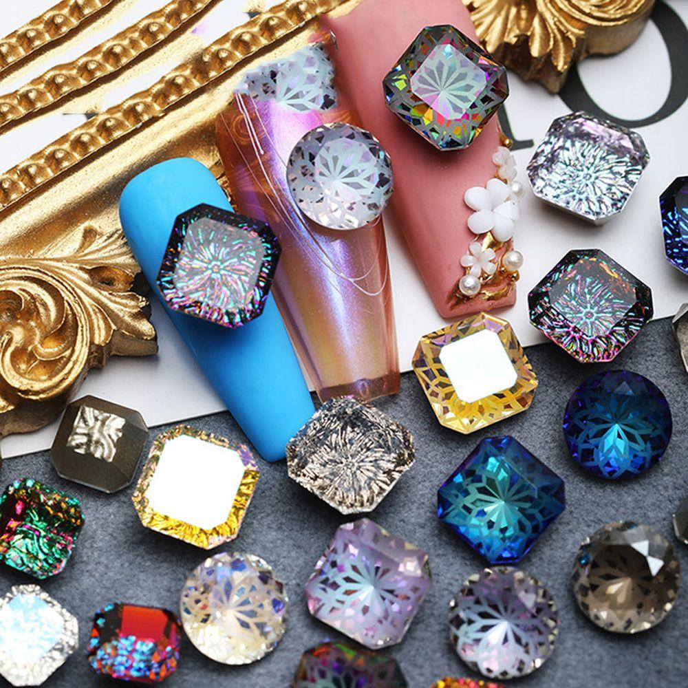 Miếng Dán Trang Trí Móng Tay Xinh Xắn|Phụ Kiện Làm Trang Sức Hình Vuông Bằng Thủy Tinh Nhiều Màu Sang Trọng|Hạt Charm Trang Trí Móng Tay