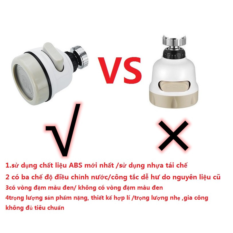 Đầu vòi tăng áp,Đầu vòi tăng áp rửa bát -3 chế độ phun cực mạnh- xoay được (ren vặn 22mm)