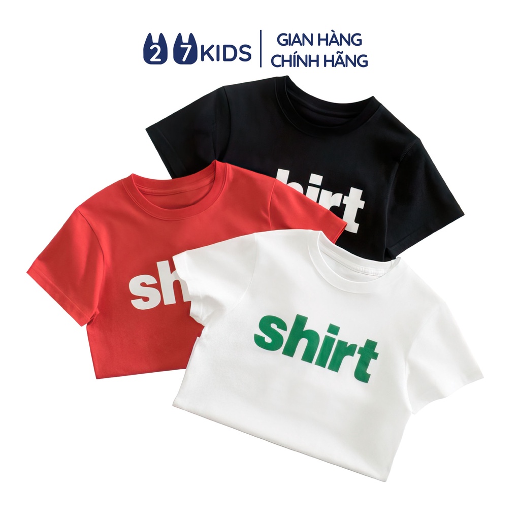 Áo thun bé gái ngắn tay size đại 27Kids Grrr áo cộc nữ sợi Cotton 180g cho trẻ từ 10-14 tuổi GSTS11