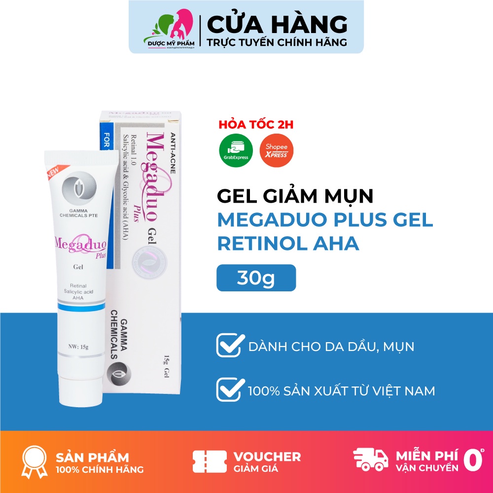 Megaduo AHA & Megaduo Plus 15g Kem Giảm Mụn Ẩn 24h Mọi Loại Da Nhạy Cảm Hỗn Hợp Da Dầu