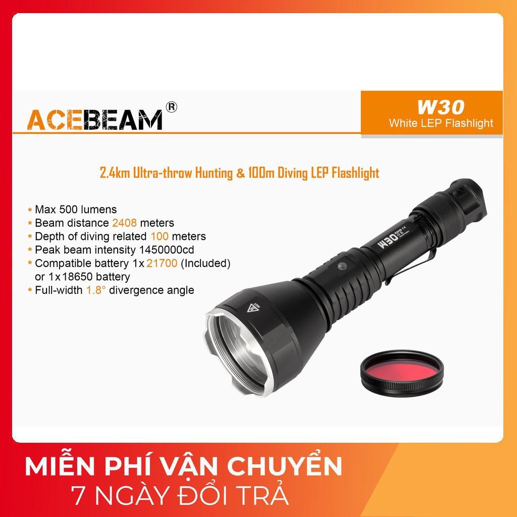 [CHIẾU SIÊU XA - FREESHIP]  Đèn pin và đèn sạc laser ACEBEAM W30 xa 2408m pin sạc 21700 5100 mAh