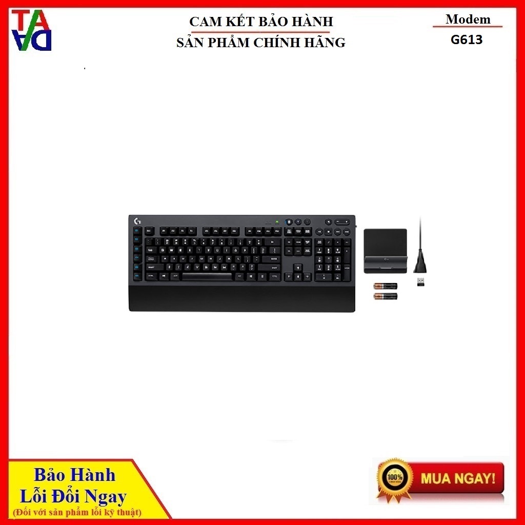 BÀN PHÍM CHƠI GAME CƠ HỌC KHÔNG DÂY G613 -Bảo hành 24 Tháng