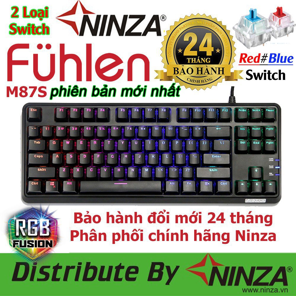 Bàn phím cơ Fuhlen M87s Edra EK387 EK384 RGB [Bảo hành 24 tháng ] Bàn phím Fuhlen M87s E-dra EK384 giá rẻ Led RGB