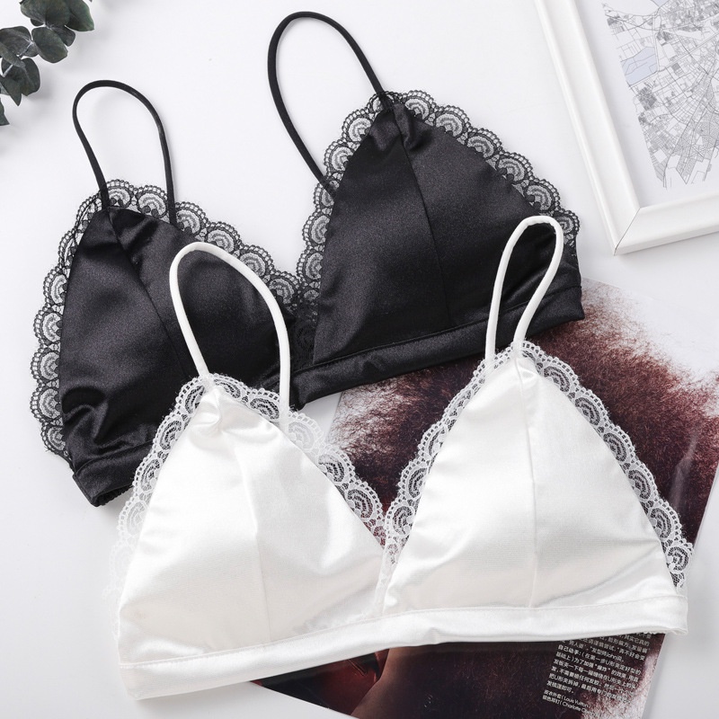 Áo Bra Satin Phi Lụa Bóng, Bra Nữ 2 Dây Cao Cấp, Áo Ngực Không Gọng, Mút Mỏng Đồ Lót Gợi Cảm - Subo Shop