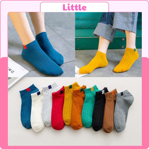 Tất Nữ Cổ Ngắn Hàn Quốc Ô Vuông, Vớ Nữ Cổ Ngắn Họa Tiết Phong Cách Hàn Quốc