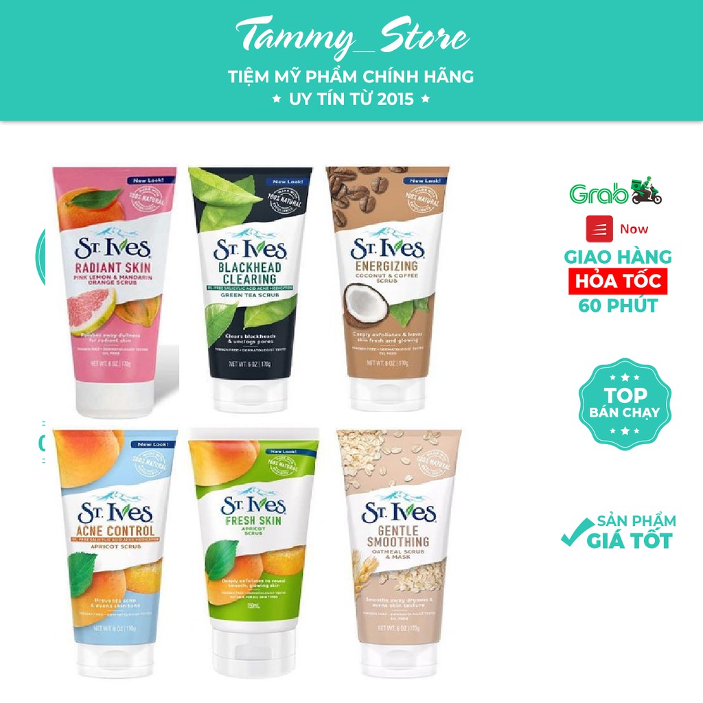 (Mẫu mới 2018) Tẩy da chết St Ives Scrub 170g đủ vị