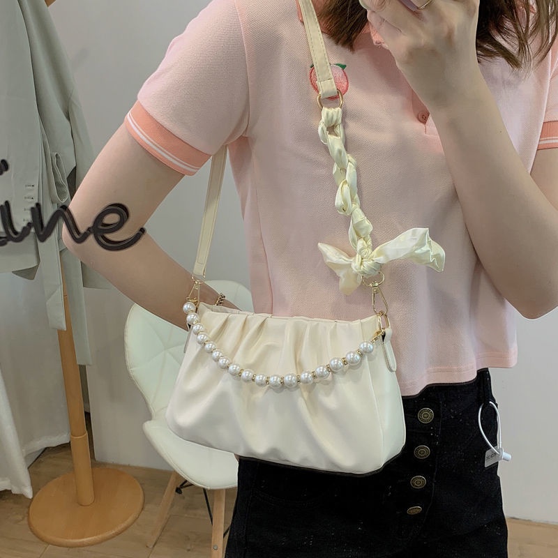 Túi Xách Da Mềm Đính Ngọc Trai Thời Trang Hàn Quốc Dành Cho Nữ