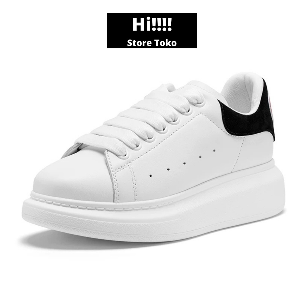 giày mc queen nam nữ trắng đế cao độn 2022 bản dây to đẹp full box bill