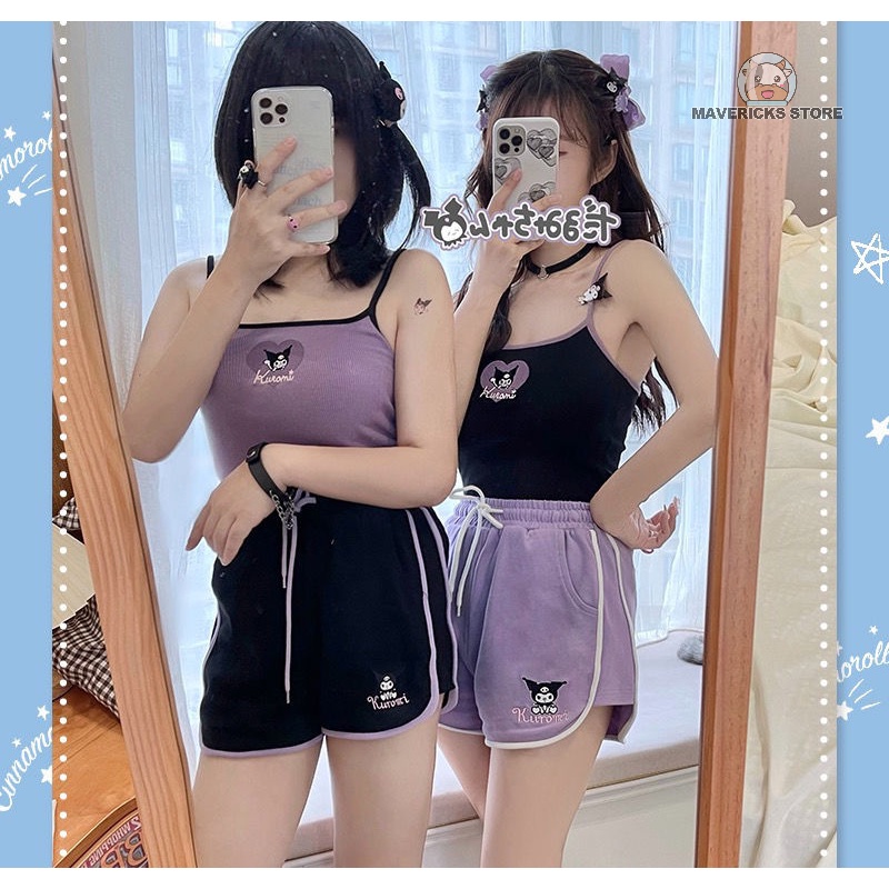 Quần short thể thao ống rộng in họa tiết hoạt hình phong cách Hàn Quốc thời trang năng động