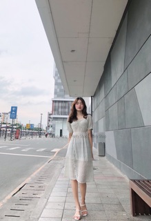 ĐẦM MIDI TAY PHỒNG XẺ TÀ