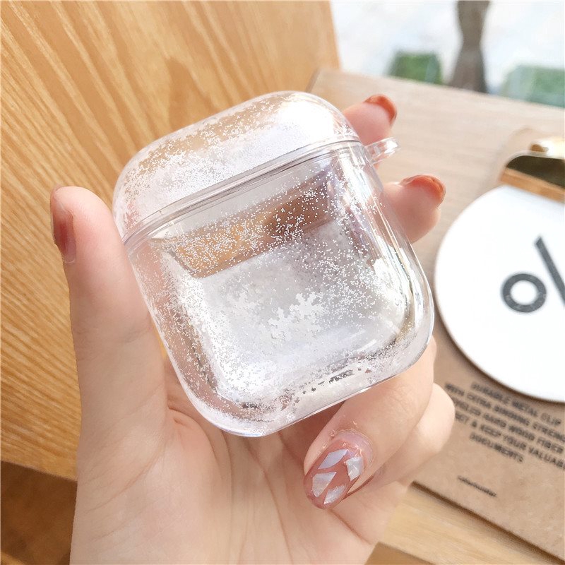 Vỏ bảo vệ hộp sạc tai nghe có kim tuyến lấp lánh cho AirPads 1 AirPods 2