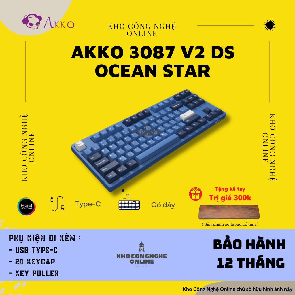 [Mã 33ELSALE hoàn 7% đơn 300K] Bàn phím cơ AKKO 3087 v2 DS Ocean Star