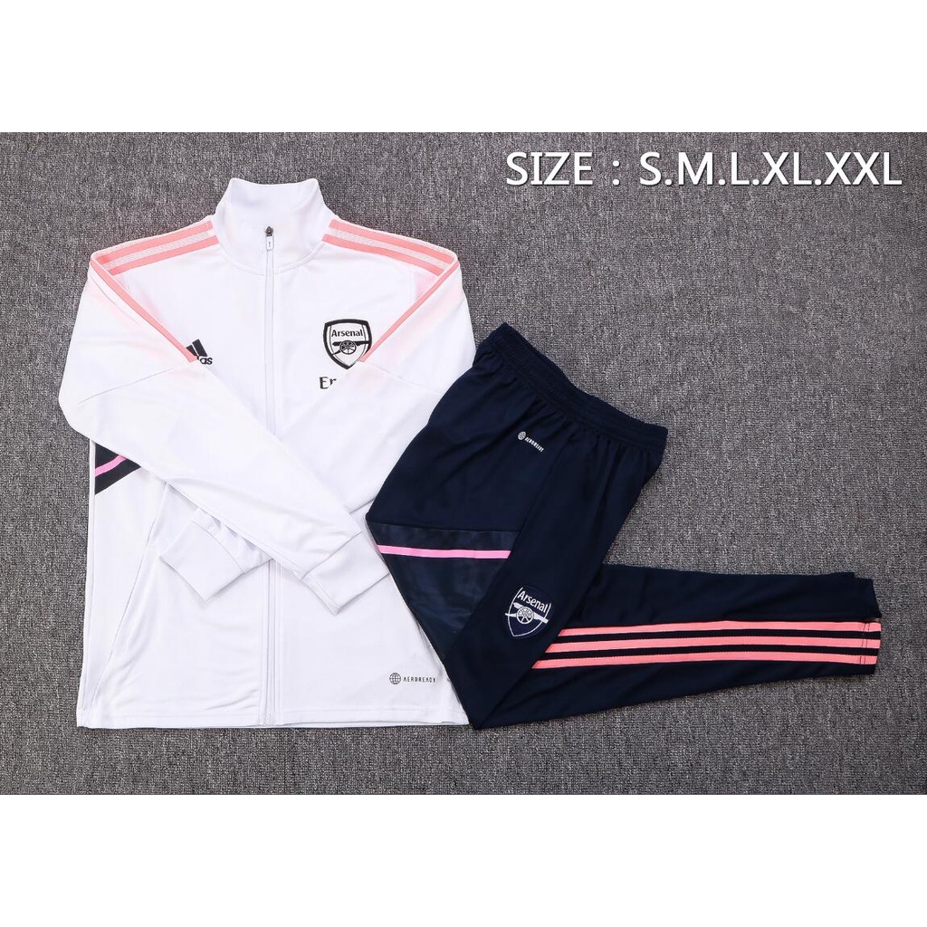 Set Đồ Thể Thao 22 / 23 Arsenal Gồm Áo Khoác Bóng Đá Tay Dài Và Quần Dài Màu Trắng Bằng polyester Size S-2XL Cho Nam