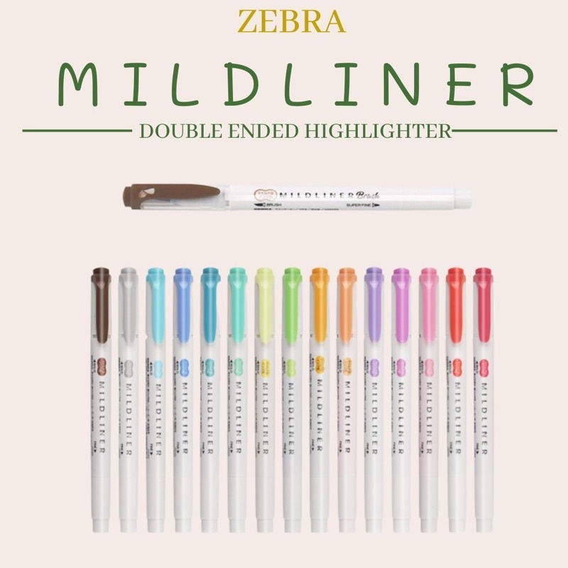 Bút highlight dạ quang ZEBRA MILDLINER 2 đầu màu pastel viết tiêu đề, bullet journal hàng chính hãng Nhật Bản