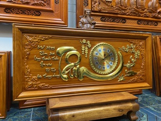 Tranh đồng hồ gỗ hương