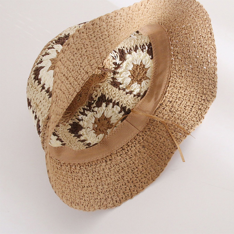 Nón Tai Bèo Đan Len Vành Rộng Thoáng Khí Họa Tiết Hoa Hướng Dương Phong Cách Boho Dành Cho Nữ