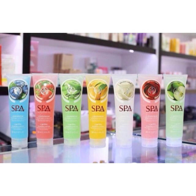 Gel tắm tẩy tế bào da chết body hương hoa quả SPA 350ml