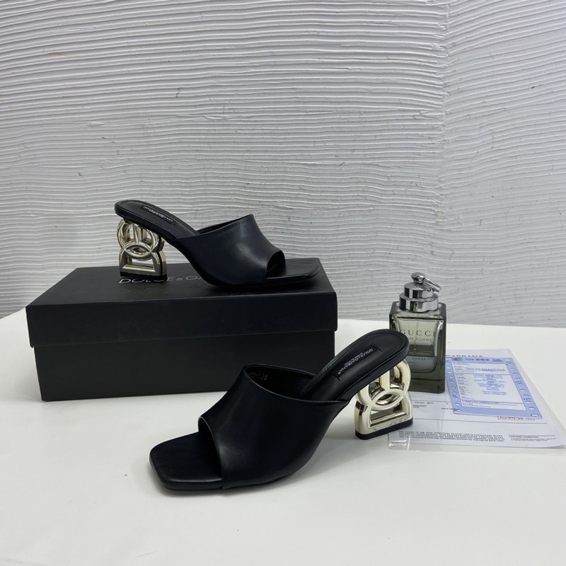 Guốc D&G Đế Xuồng Gót Trụ Chữ Da Mềm Hàng Chuẩn Loại 1 Fullbox Bill Túi Giấy