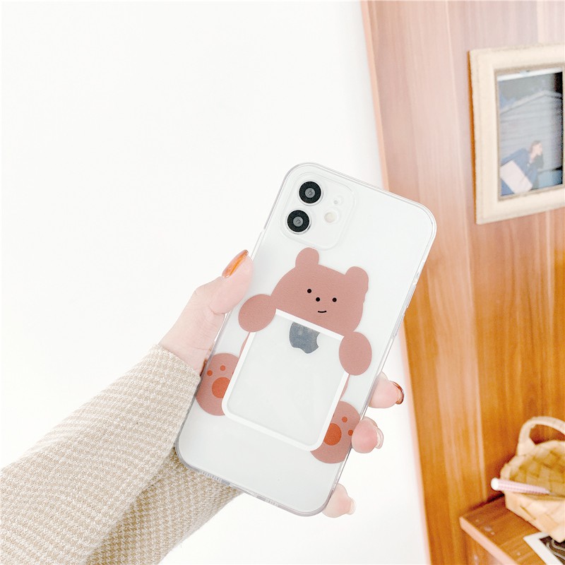 Ốp lưng iphone Gấu thỏ viền trong chống ố 5/5s/6/6plus/6s/6splus/7/7plus/8/8plus/x/xr/xs/11/12/pro/max/plus/promax/mini | BigBuy360 - bigbuy360.vn