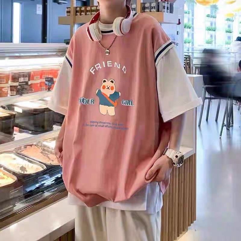 Áo thun bóng rổ Unisex in hình gấu form rộng vải cotton dày dặn co giãn 4 chiều