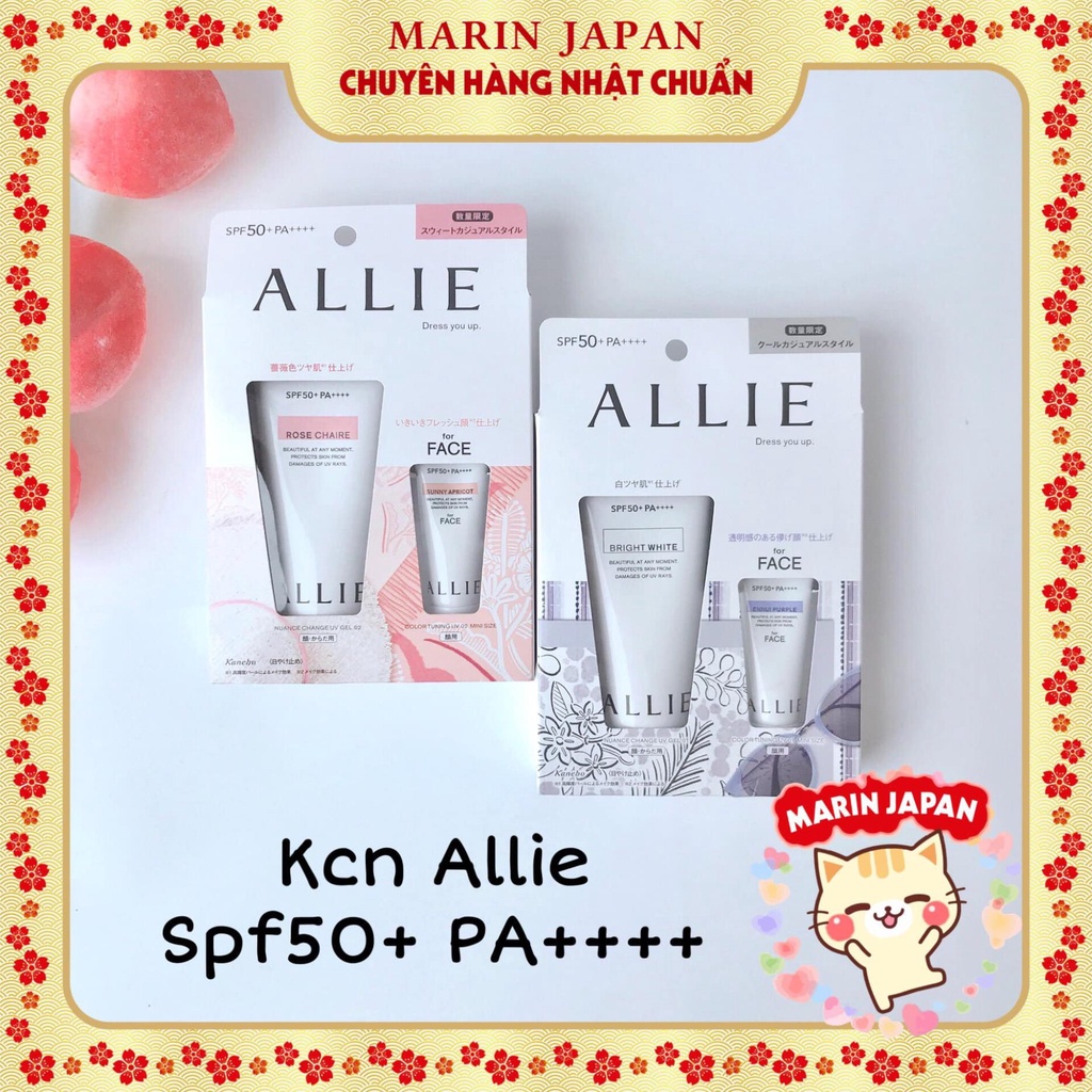 Set 2 tuýp Kem chống nắng Allie Kanebo Nhật Bản nâng tone da, phù hợp da khô