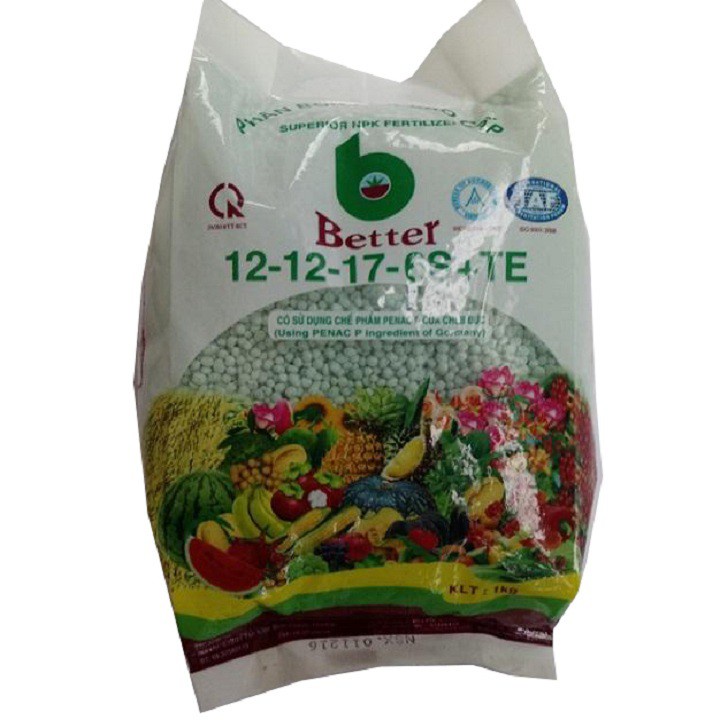 Phân bón gốc NPK 12-12-17-6S+TE và chế phẩm CHLB Đức kích thích ra hoa, chống rụng hoa tặng kèm 01 gói NPK 3 màu Refresh