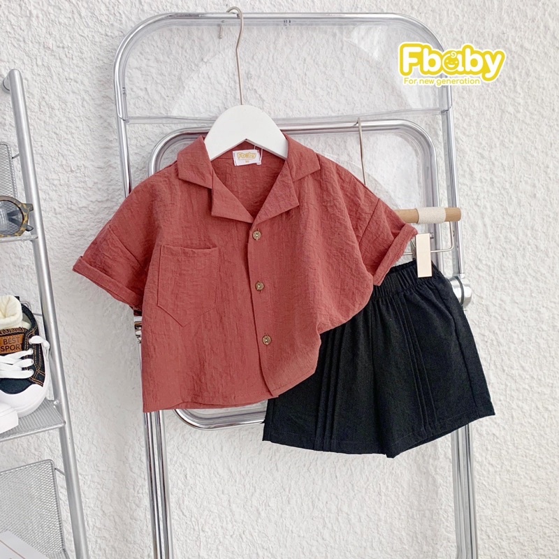 Bộ short sơ mi đũi công tử bé trai