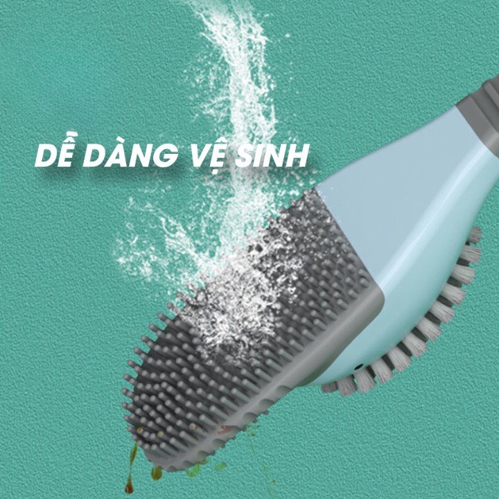 Cọ bồn cầu Toilet bằng silicone hình chú vịt kèm hộp đựng dán tường tiện dụng