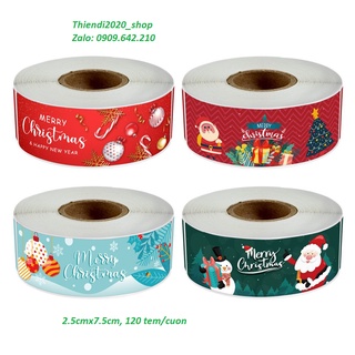 TEM_Tem dán NOEL, Thank you _2.5X7.5cm, cuộn=120 tem_STICKER NIÊM PHONG HỘP GIẤY