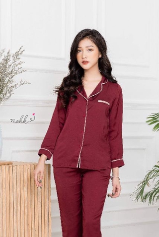 Bộ Pijama lụa satin dài tay