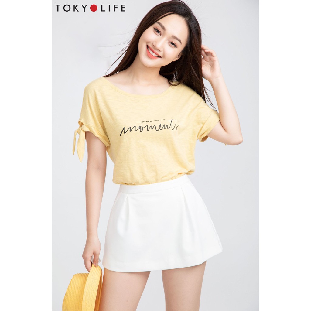 [Mã FAMALLT5 giảm 15% đơn 150k] Áo T-Shirt Nữ TOKYOLIFE cổ tròn nơ tay I933-078E