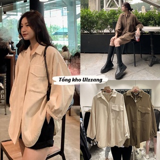 Áo sơ mi tay bo chất thô đũi mềm mát - Áo sơ mi nữ Ulzzang