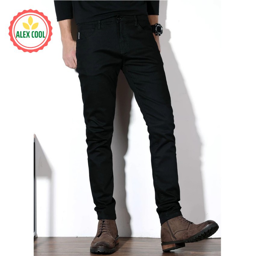 Quần jean nam đen trơn chất kaki nhẹ ống côn cao cấp, phù hợp mùa hè, alex cool - SIÊU HOT