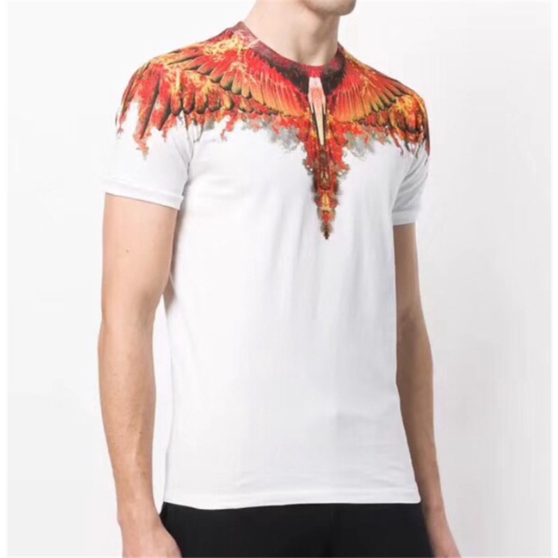 Áo Thun Thể Thao Plus Size Tay Ngắn Cổ Tròn In Hình Đôi Cánh Phong Cách Unisex Bằng Cotton Cho Nam Và Nữ