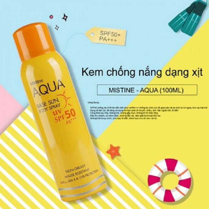 Kem Chống Nắng Dạng Xịt Mistine Aqua Base Sun Body Spray UV SPF50 PA+++ 100ml - Chính Hãng