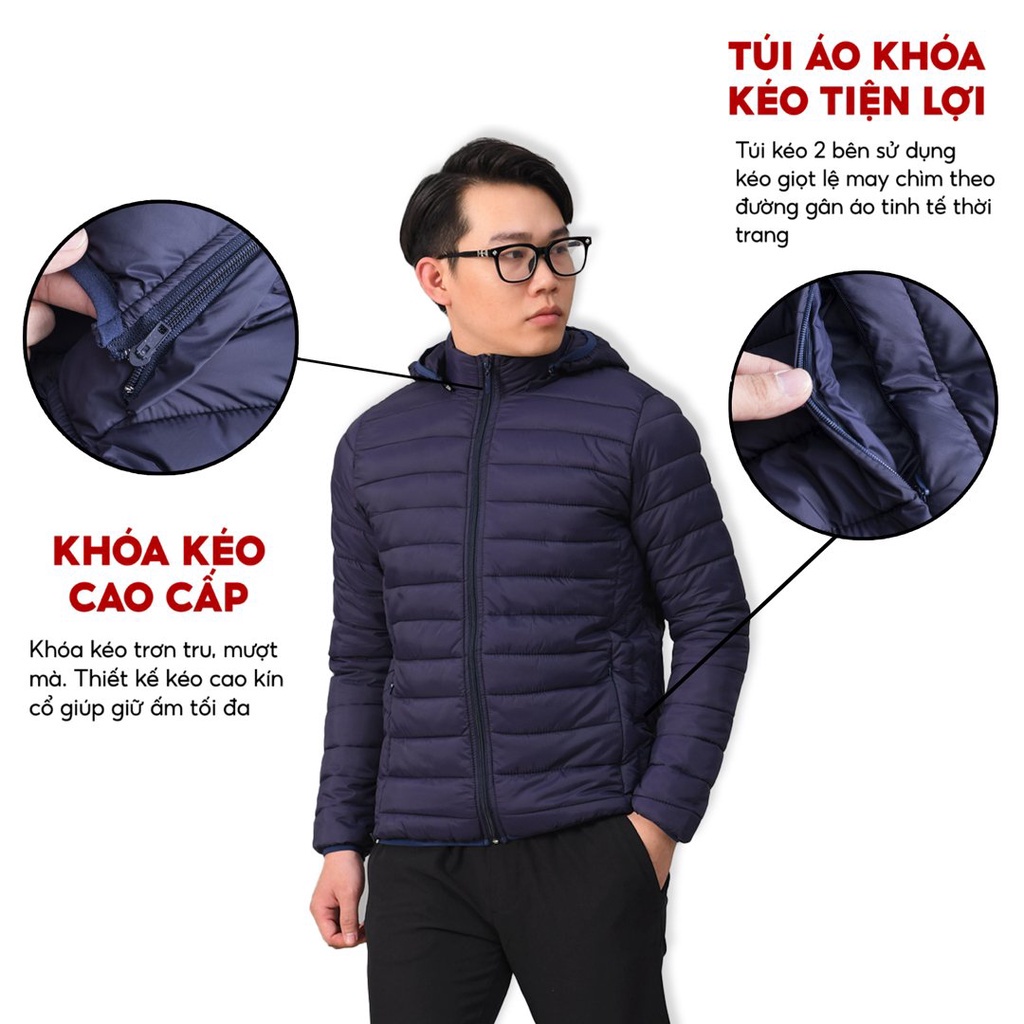 Áo Phao Nam siêu nhẹ siêu ấm dày 3 lớp Có 4 túi Hàng Chất Lượng Cao