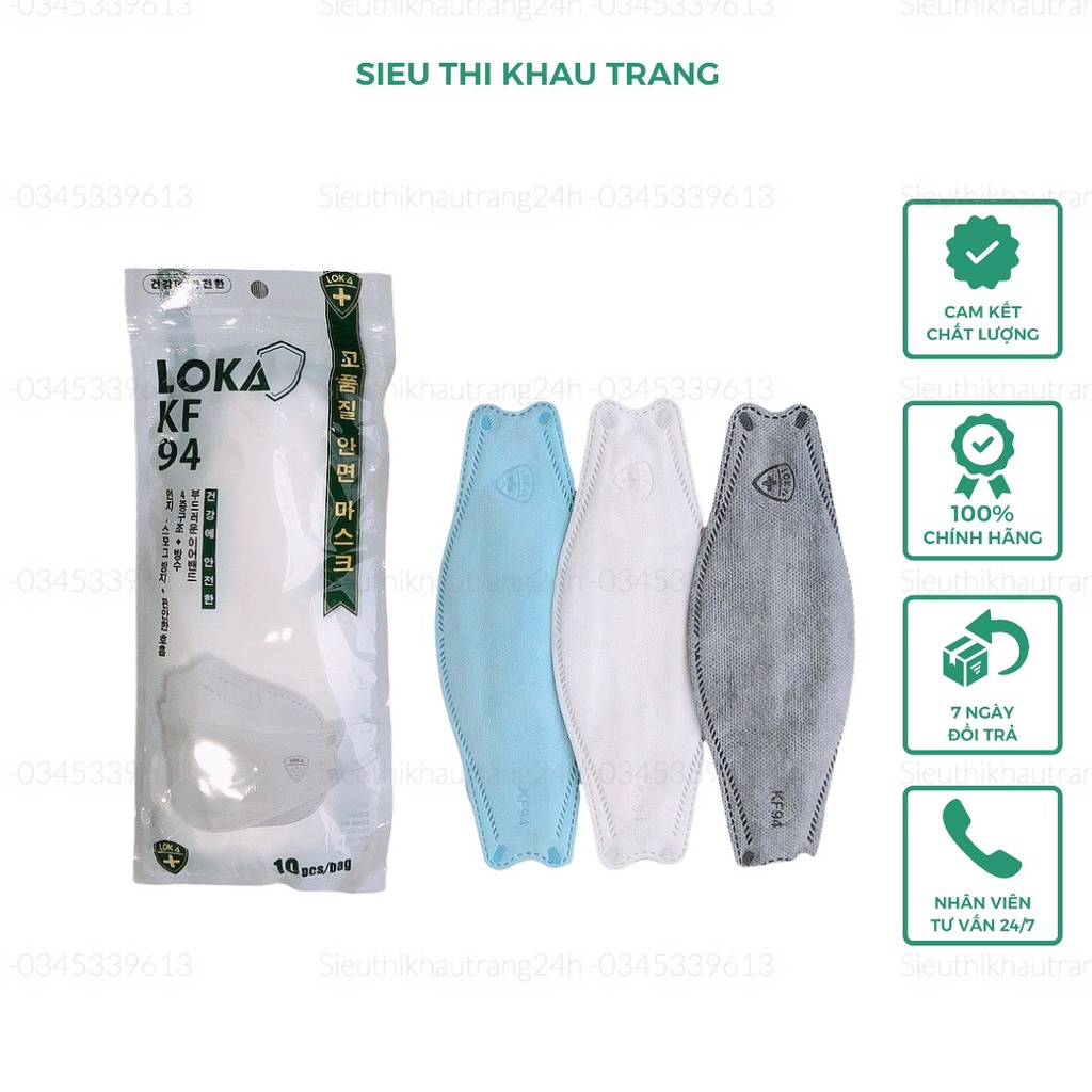 Combo 10 - 50 Chiếc Khẩu Trang KF94 LOKA Mask 4D Kháng Khuẩn Chính Hãng Công nghệ Hàn Quốc Hàn 4 lớp