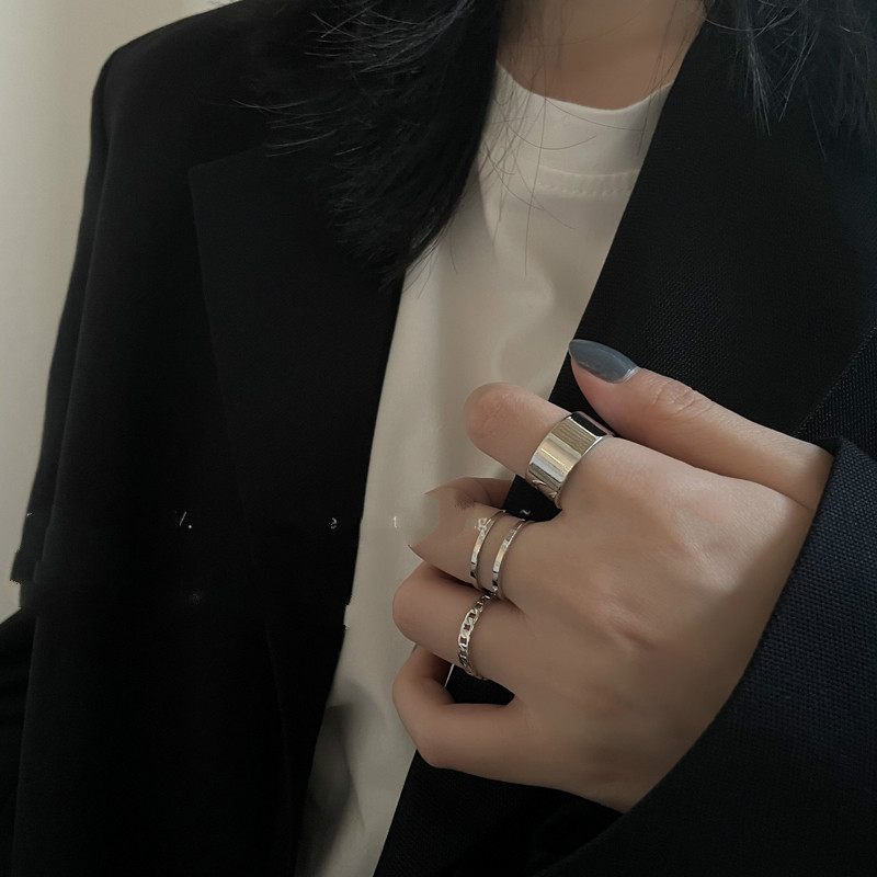 Set Nhẫn Đeo Tay Kim Loại Phong Cách Hip Hop Cho Nữ