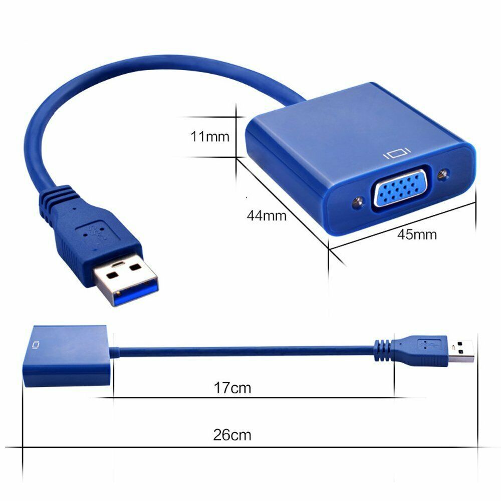 Cáp Chuyển Đổi Thẻ Đồ Họa Ngoài Usb 3.0 Sang Vga 1080p Alma Windows 7 8 10 Cho Máy Tính