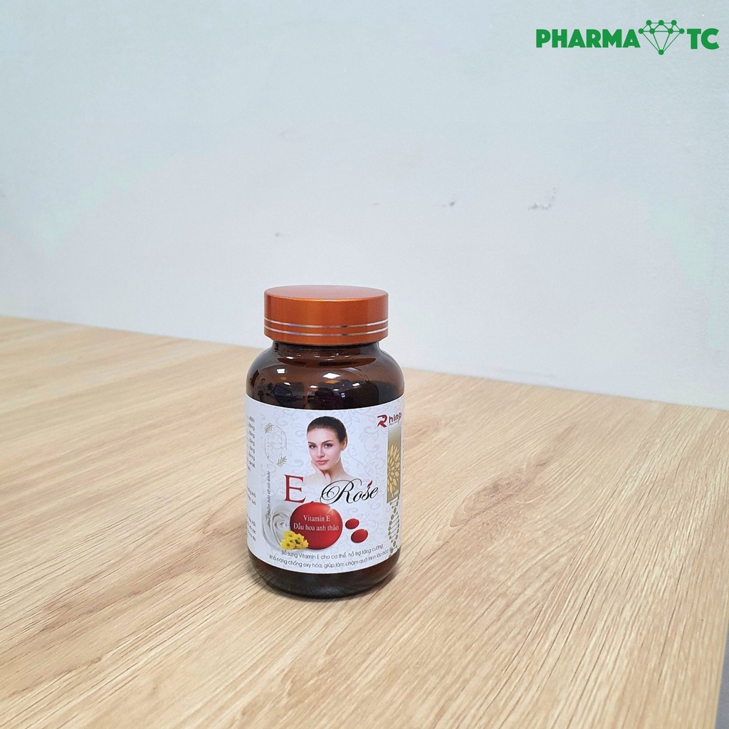Viên uống vitamin E Rose Rhino, giúp sáng da, đẹp da  - Hộp 30 viên - PharmaOTC